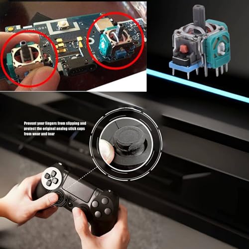 Onyehn 4pcs Analog 3D Joystick Thumbstick Replacement Parts with Screwdriver Repair Kits fit for Sony PlayStation 4 PS4 Controllers - Image 2
