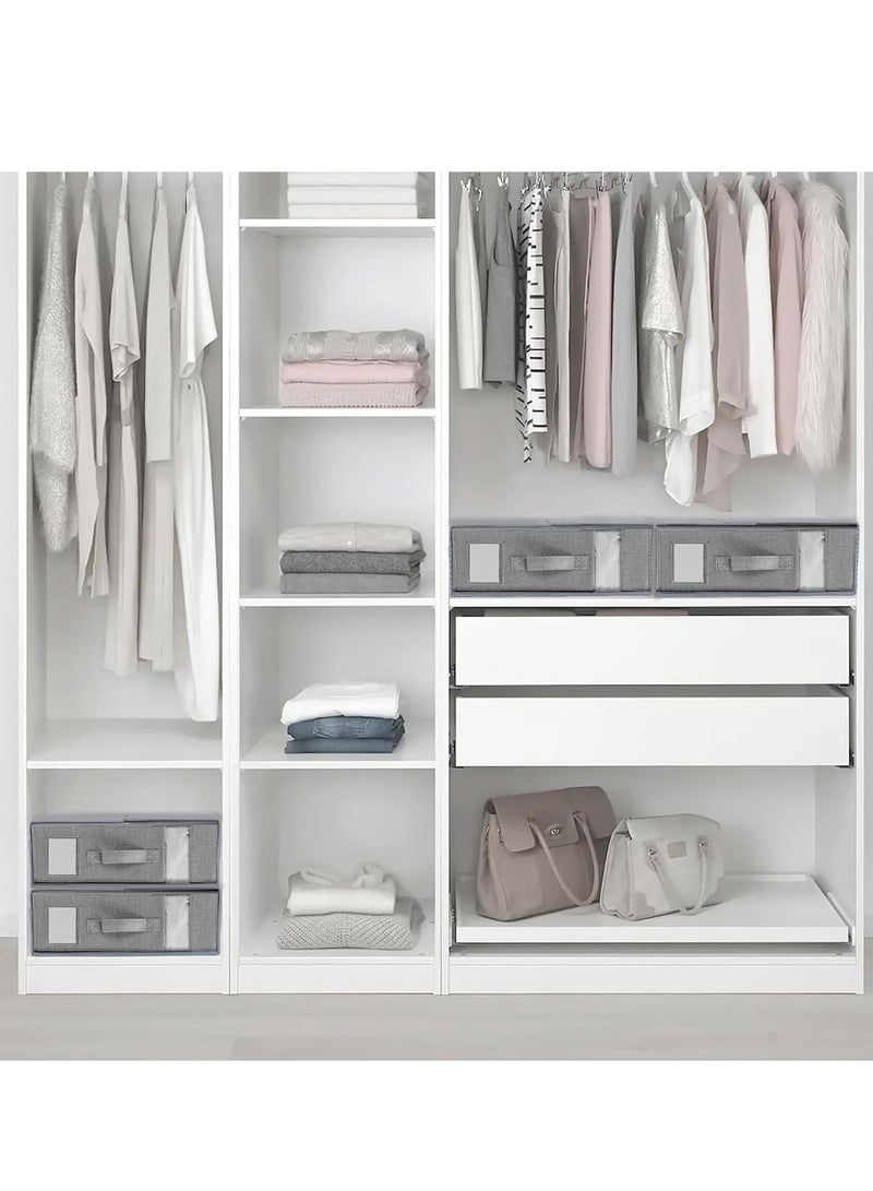 2PCS Bed Sheet Organizers and Storage Foldable Sheet Organizer for Sheets Set Organizing Bedding Container with Window Linen Closet Organizer for Bedding Clothes Towels (Grey 2PCS) - Image 2