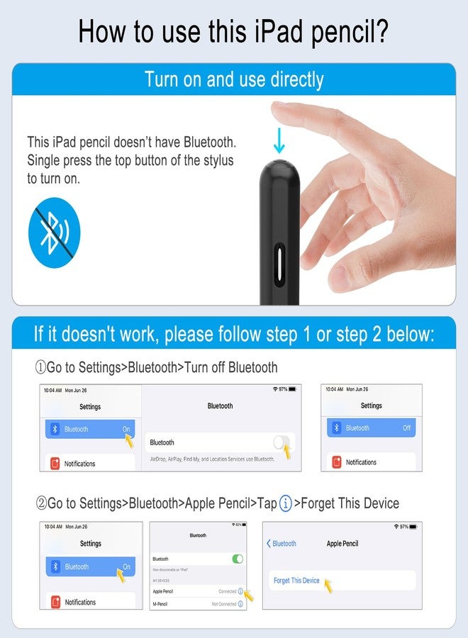 قلم لمس لأجهزة iPad، قلم سريع الشحن لمدة 13 دقيقة مع خاصية رفض راحة اليد، وحساسية الإمالة، متوافق مع أجهزة iPad Air 3/4/5/6، وiPad mini 5/6، وiPad 6/7/8/9/10، وiPad Pro 11 بوصة/12.9 بوصة/M4 (أسود) من 2018 إلى 2024 - Image 5