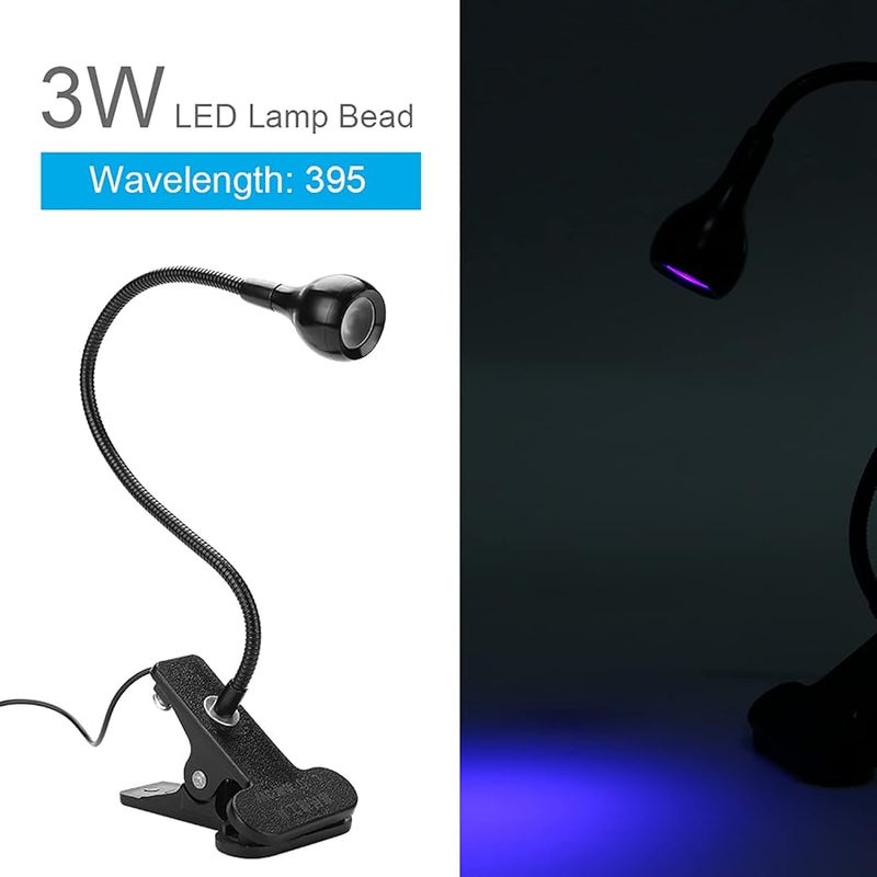 3W UV LED Black Light Lamp With Gooseneck And Clamp USB Powered 395nm Nail Art Resin Curing Light - Image 5