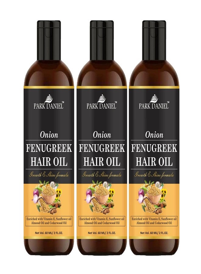Park Daniel Premium Onion Fenugreek Hair Oil Enriched With Vitamin E - For Hair Growth and Shine Combo Pack 3 Bottle of 60 ml(180 ml) - Image 1