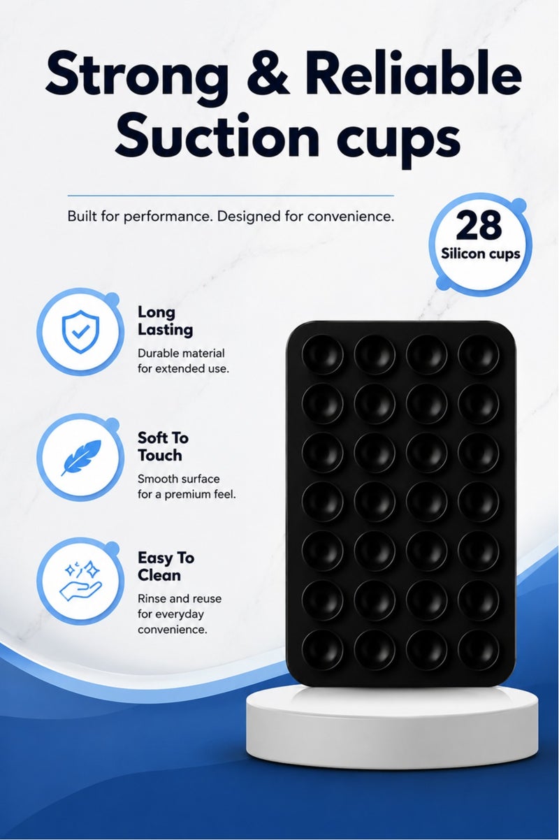 Silicone Suction Phone Holder with Adhesive Pads Heat Resistant No Residue Strong Grip for Mirror Gym Tiles and Streaming - Image 1