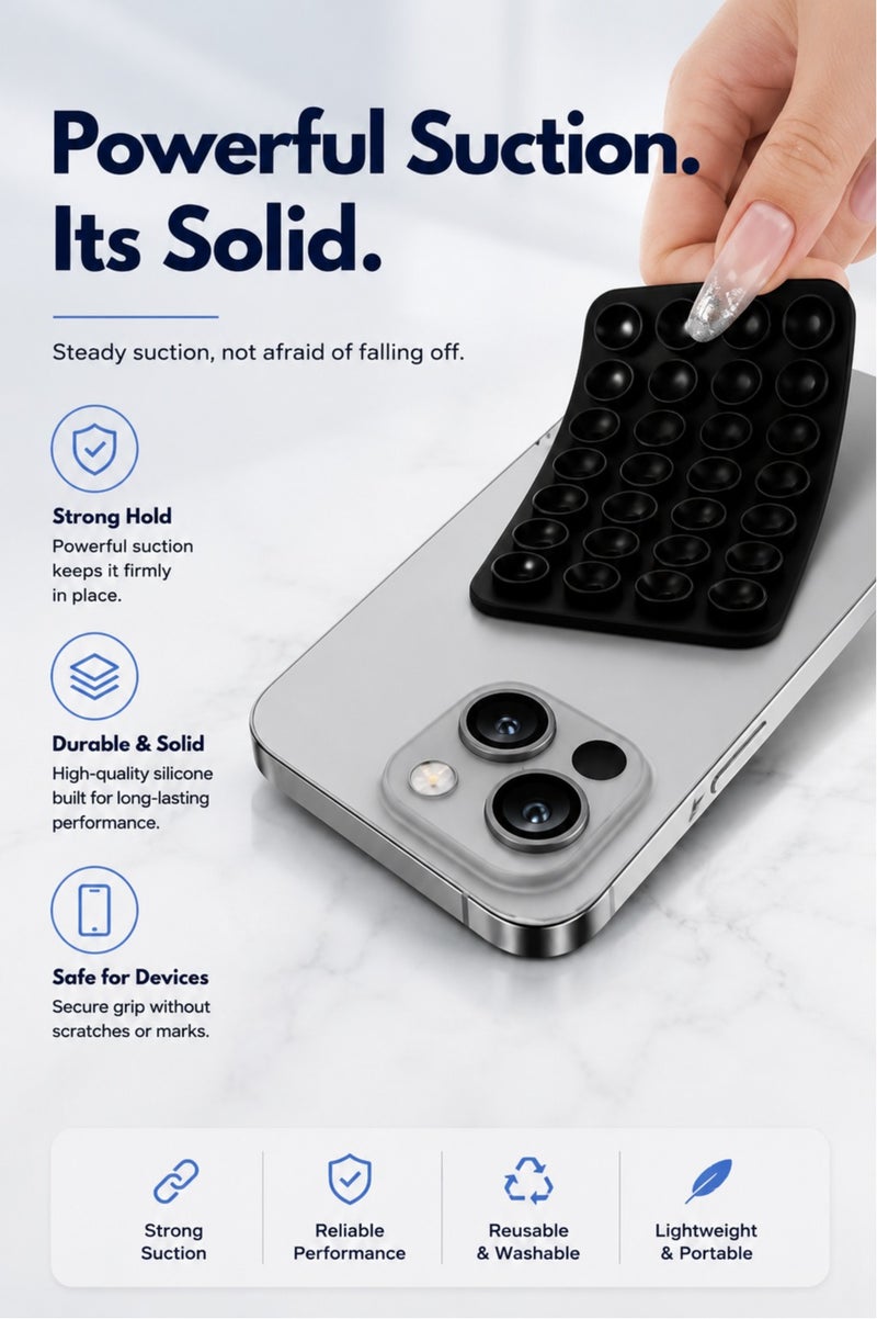 Silicone Suction Phone Holder with Adhesive Pads Heat Resistant No Residue Strong Grip for Mirror Gym Tiles and Streaming - Image 2