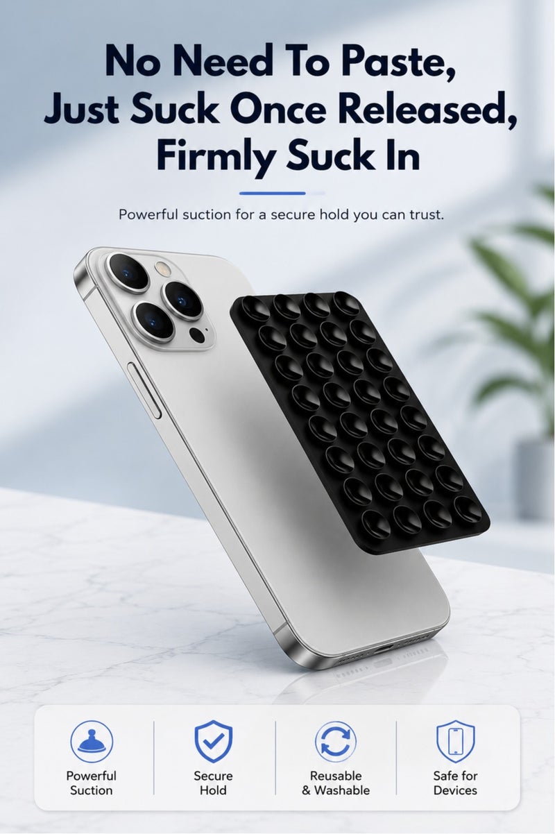 Silicone Suction Phone Holder with Adhesive Pads Heat Resistant No Residue Strong Grip for Mirror Gym Tiles and Streaming - Image 3