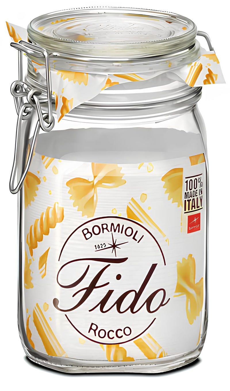 Cosecha Privada Bormioli Rocco Fido Storage Jar-Wire Bail-1 L-1 Pack, 1 liter, Clear - Image 1