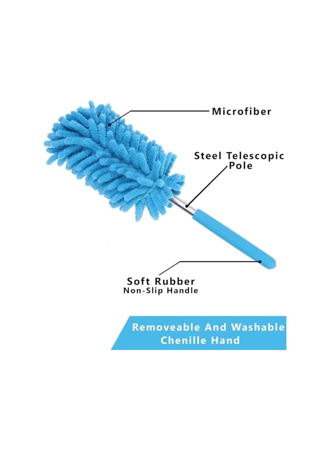 promass 1x Feather Duster With Extendable Pole Microfiber Washable Head Dust Cleaning Brush Fluffy Soft Blind Dust Remover For Home Office And Kitchen - Image 2