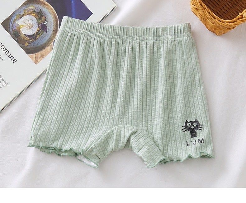 Girls Summer Modal Cotton Safety Shorts Light green  - Image 1