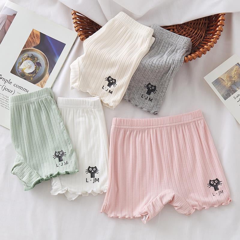 Girls Summer Modal Cotton Safety Shorts Light green  - Image 4