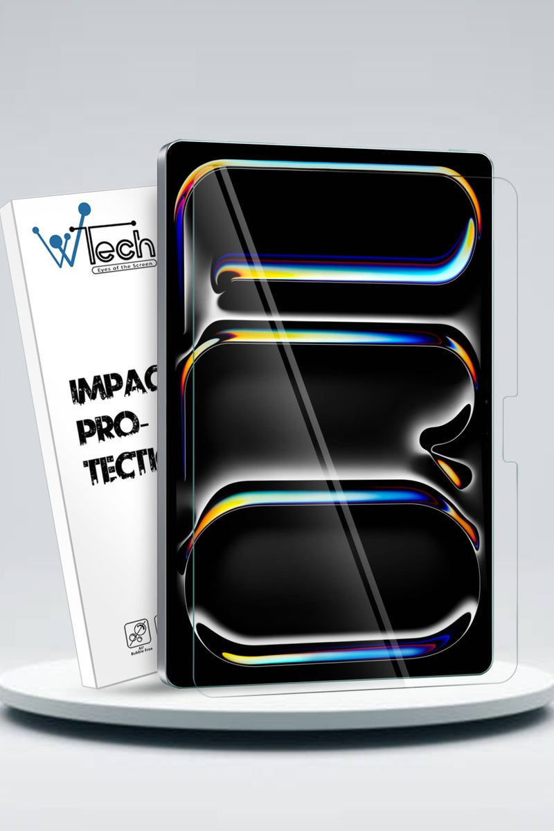 دبليو تيك ابل ايباد برو 11 5 جي 2024 الجيل الخامس - 11 بوصة زجاج مقوى 9H الترا اتش دي واقي شاشة - شفاف - Image 1