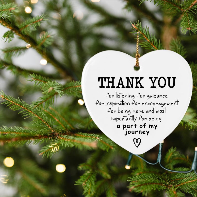 Piuzmnsiy Thank You Gift for Women Friend Ornament Keepsake Sign Heart Plaque Thank You Being a Part of My Journey Appreciation Gifts for Women Men Coworker Boss Friend - Image 3