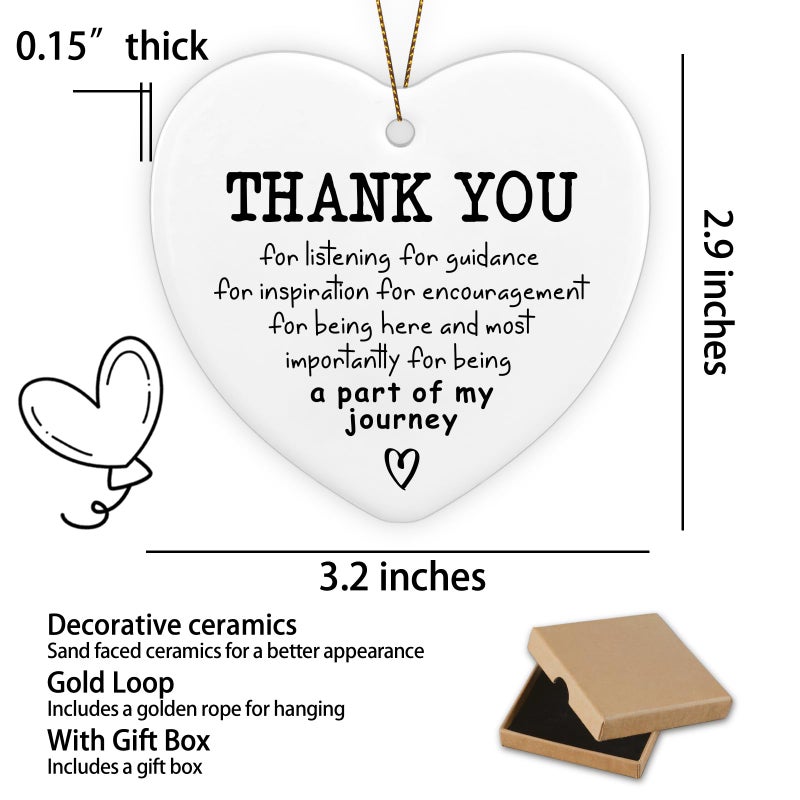 Piuzmnsiy Thank You Gift for Women Friend Ornament Keepsake Sign Heart Plaque Thank You Being a Part of My Journey Appreciation Gifts for Women Men Coworker Boss Friend - Image 2