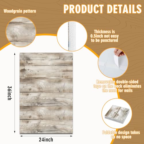 Hahafelt 36 x 24 x 05 Inch Felt Wood Grain Dart Board Wall Protectors Square Dart Board Backing Tiles Dartboard Backboard Cork Backboards Alternative Light Grain - Image 3