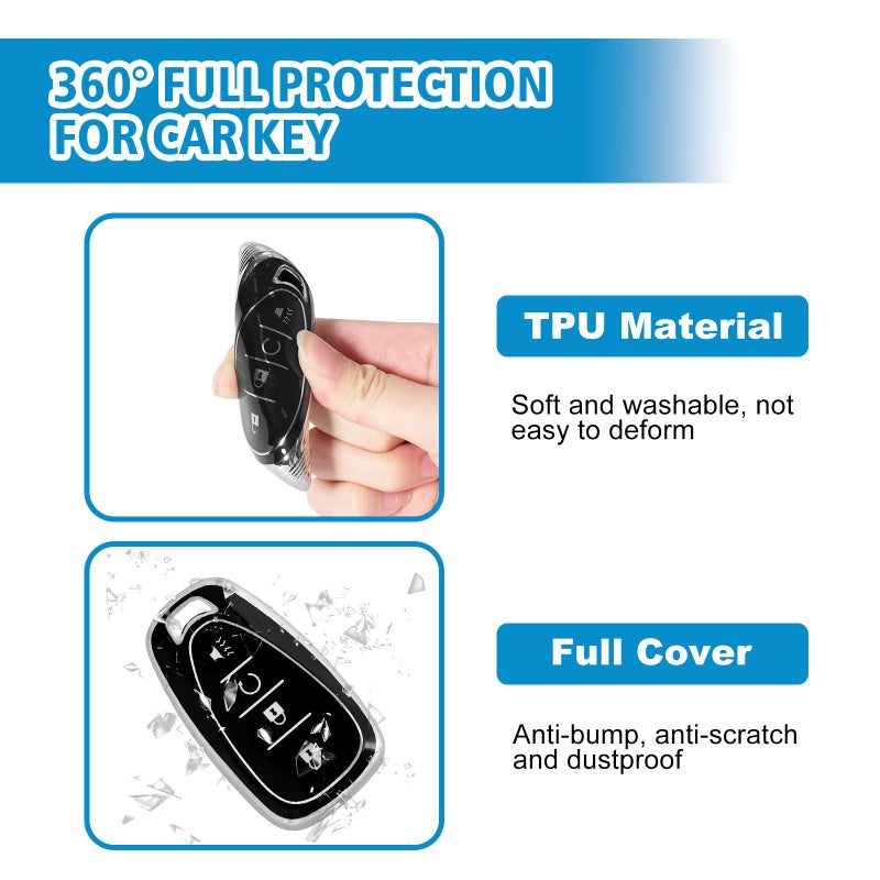 Rislobx Key Fob Cover Fit for Chevy Key, Car Key Case Protector for Volt Bolt Spark Equinox Traverse Trax (4 Buttons S-Black) - Image 5