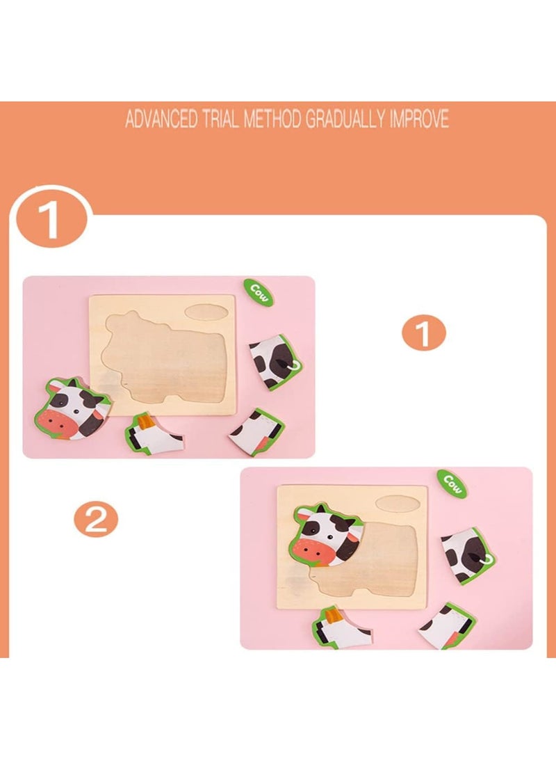 SOLARAE Animal Puzzles, Toddlers Children Ocean Animal Traffic Dinosaur Puzzle Toy Cartoon Puzzle Learning Educational Toys Intelligence Puzzles for Baby Kids (A-Cow) - Image 4