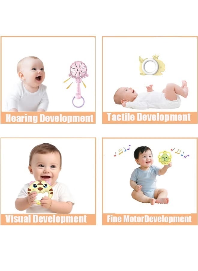 Berma Baby مجموعة ألعاب خشخيشة للأطفال مكونة من 18 قطعة، خشخيشة سهلة الإمساك، عضاضة حسية سهلة الإمساك، لعبة موسيقية تعليمية لتنمية الطفل، هدية عيد ميلاد لحفل استقبال المولود الجديد للأولاد والبنات - Image 4