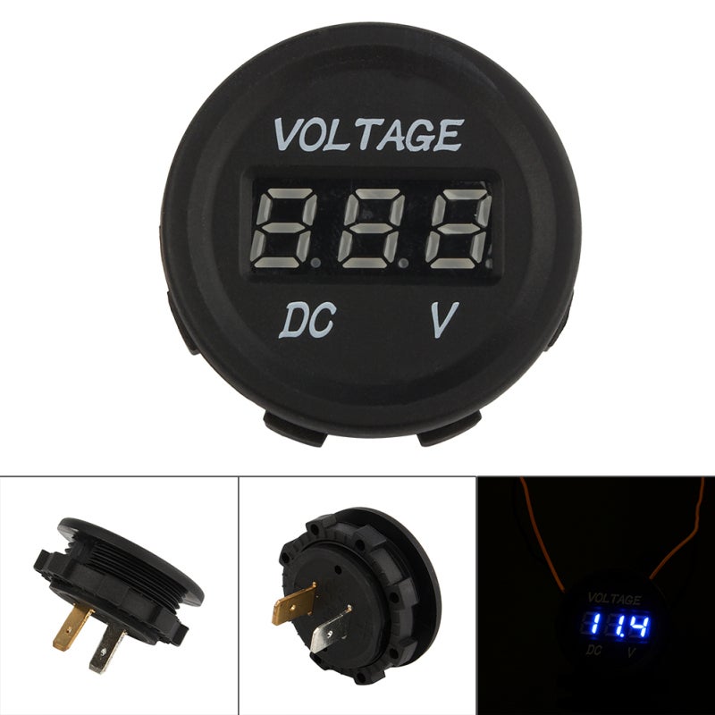 LED Digital Voltmeter for DC 12V-24V Vehicles - Universal Car Voltage Meter with Reverse Connection Protection - Compact Battery Monitor for Motorcycles Cars Boats - Image 1