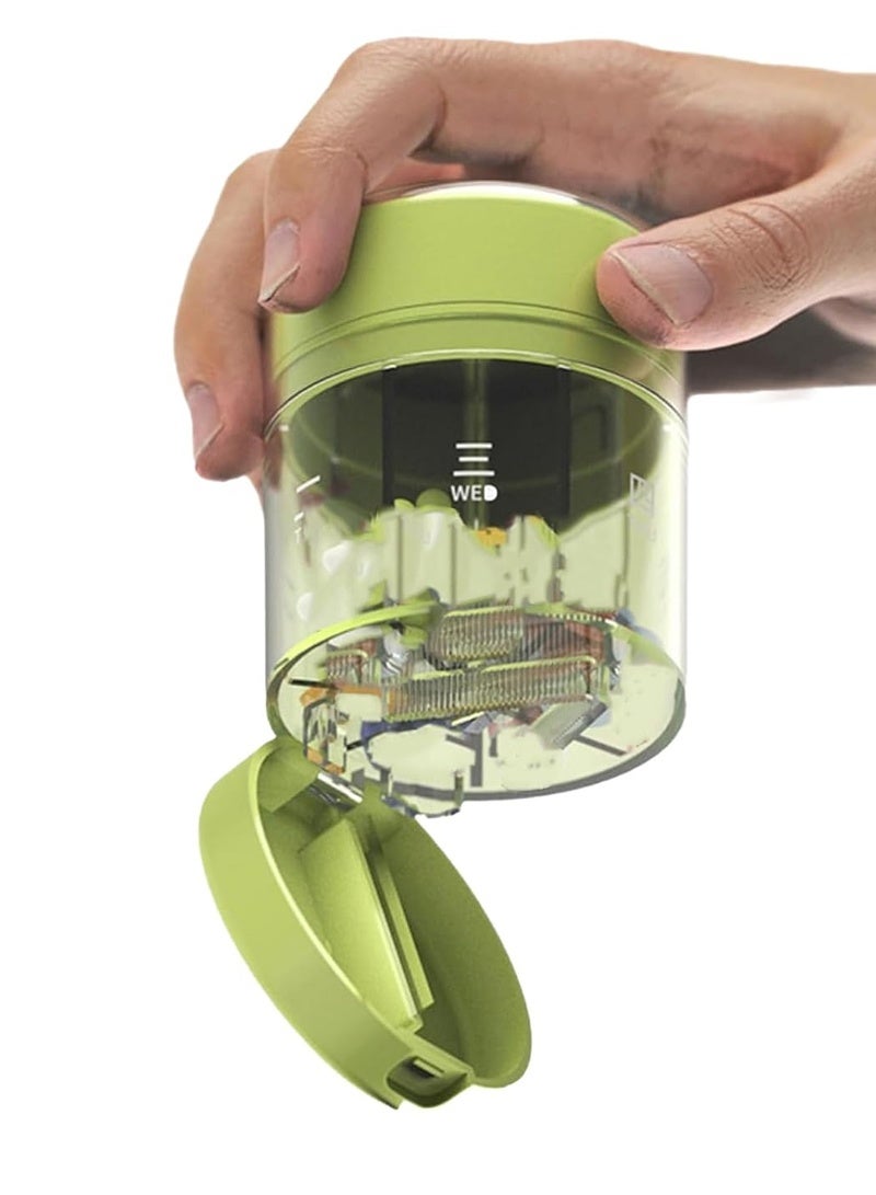 لبونير زجاجة كبيرة لتنظيم المكملات الغذائية الأسبوعية، تتسع لكمية كبيرة من الفيتامينات لمدة أسبوع واحد، مزودة بفتحات واسعة ومصممة لمنع الاختلاط، سهلة الاستخدام، مزودة بقاطع أدوية، لون أخضر - Image 1