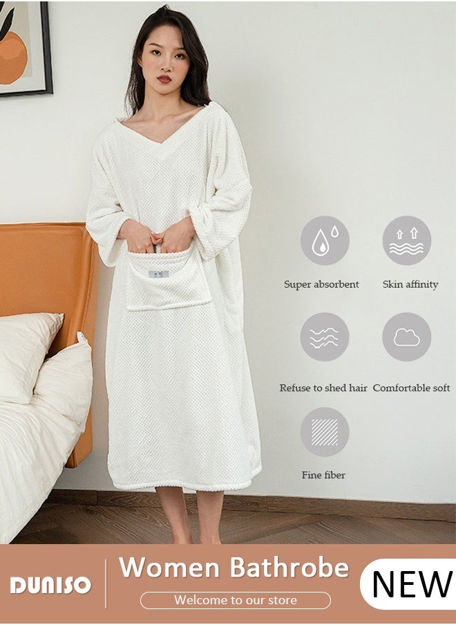 DUNISO Women's Bathrobe Towel, Hooded Shower Wrap Towel, Dress Bathrobe Waffle Spa Towel Robes, with Hood Quick Dry Lightweight Cover Up, for Spa, Bath and Gym Towel  - Image 1