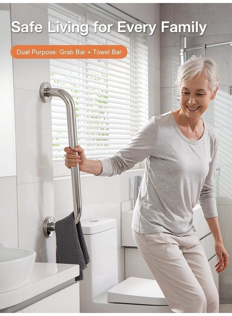 FENLIYA 304 Stainless Steel Bathroom Safety Grab Bar – Anti-Slip Wall-Mounted Handrail for Elderly, Disabled & Pregnant Women, Dual-Purpose Towel Bar & Shower Support, Easy 6-Step Installation with Expansion Screws - Image 3