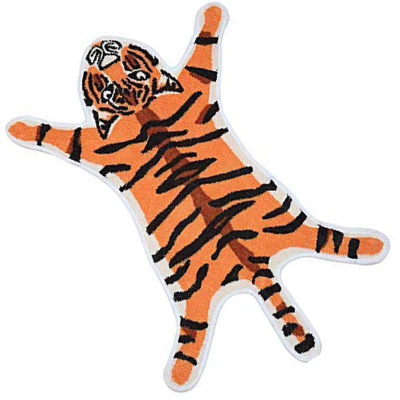 Tiger Printed RugMat for Bathroom Faux Tiger NonSlip Door Mat Area Rug Absorbent Bathtub Rug for Small Home Decor Animal Printed Carpet Bathroom Plush Shower Rugs Orange