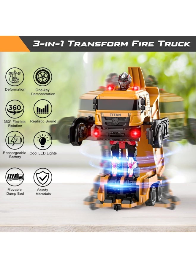 TIGER Transform Remote Control Dump Truck Toy with Movable Dump Bed, Lights and Sound, RC Construction Truck Transformer Toy for Kids Aged 4–8 Years - Image 2