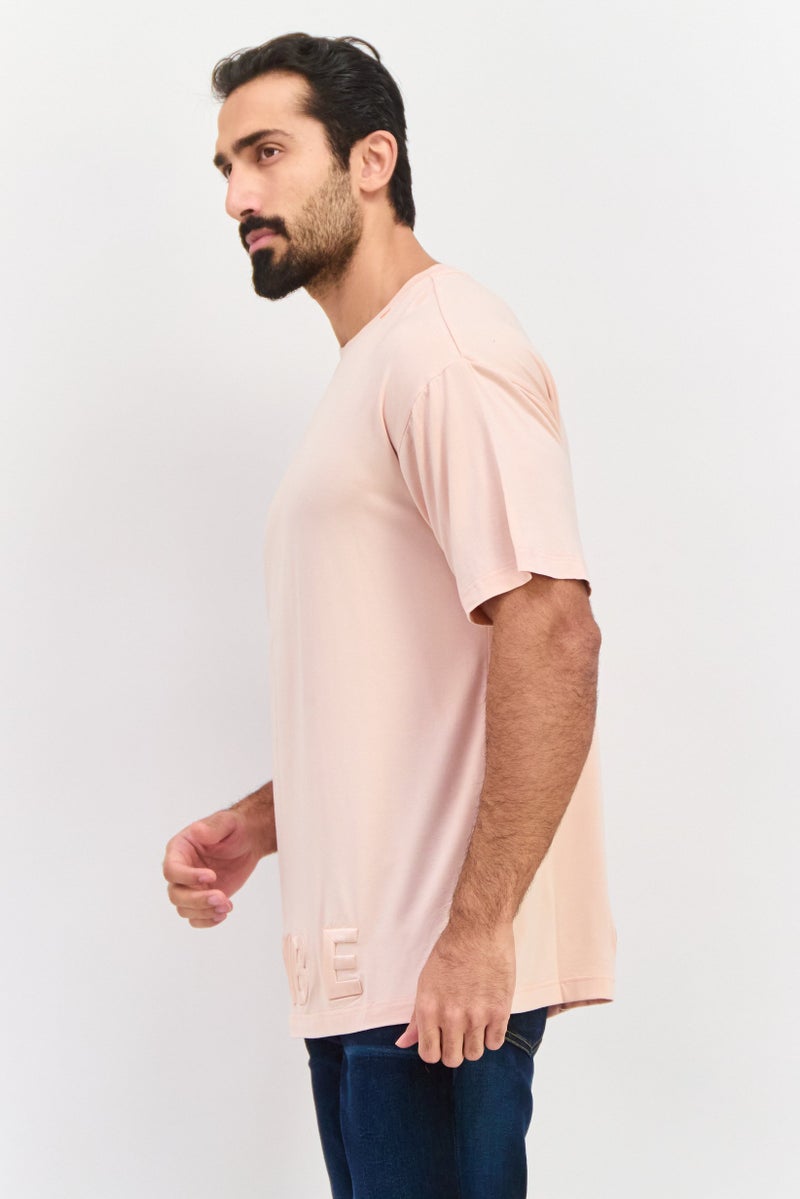 TRIBE OF 6 Men Crew Neck Short Sleeve Embroidered Logo T-shirt, Pink - Image 2