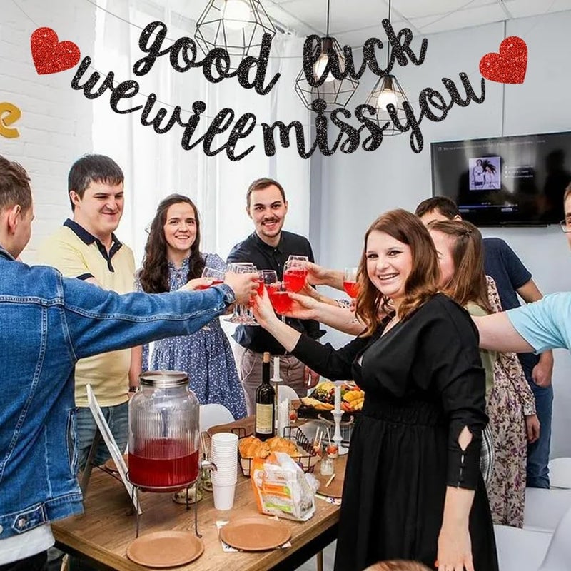 BEISHIDA لافتة بيشيدا السوداء حظ سعيد سنفتقدك لافتة مزينة لحفلة التقاعد زينة وداع حفلة تخرج لوازم حفلات بدون تجميع - Image 5