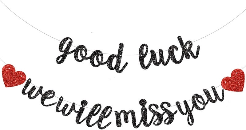 BEISHIDA لافتة بيشيدا السوداء حظ سعيد سنفتقدك لافتة مزينة لحفلة التقاعد زينة وداع حفلة تخرج لوازم حفلات بدون تجميع - Image 1