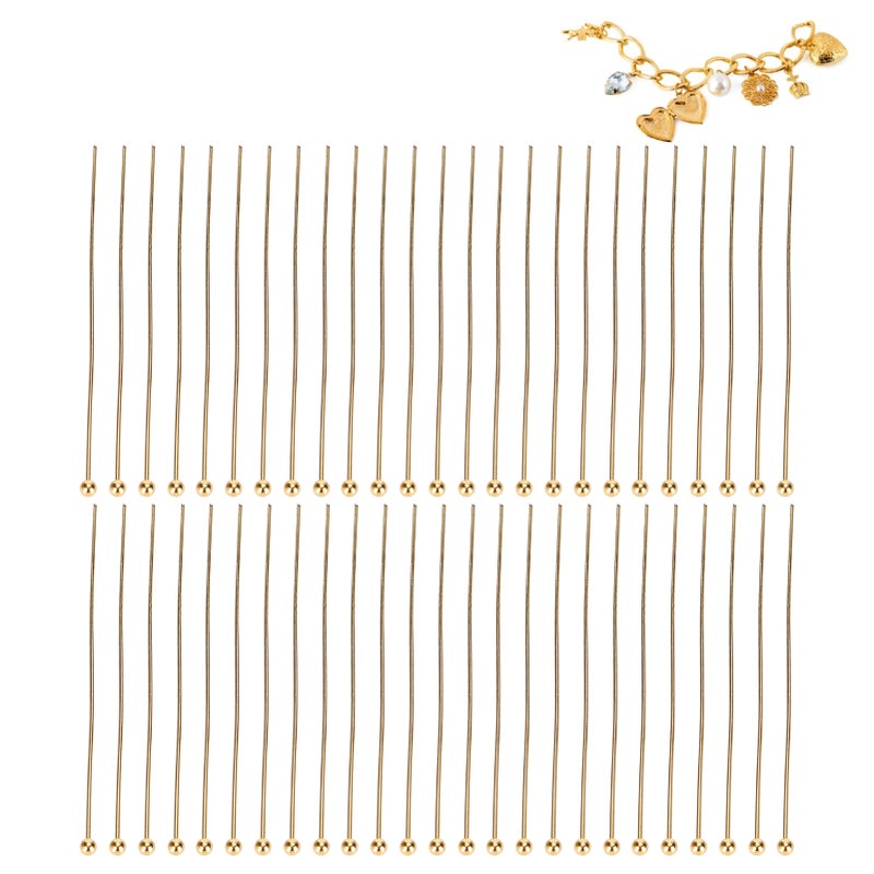 50pcs Ball Head Pins Jewelry Pendant DIY Craft Bead Making Parts Accessory SuppliesGold 45mm / 1.77in - Image 3
