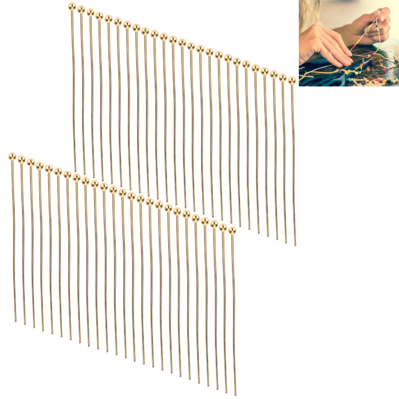 50pcs Ball Head Pins Jewelry Pendant DIY Craft Bead Making Parts Accessory SuppliesGold 45mm / 1.77in - Image 4