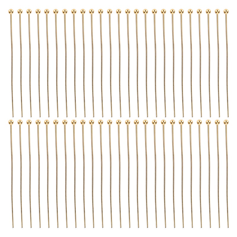 50pcs Ball Head Pins Jewelry Pendant DIY Craft Bead Making Parts Accessory SuppliesGold 45mm / 1.77in - Image 1