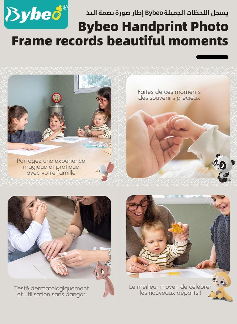 Bybeo Family Handprint Kit, DIY Handmade Keepsake Frame, Baby Hand & Footprint Frame, Memorial Baby Photo Frame, Cherished Wooden Keepsake, Transparent 4 Sheets - Image 4