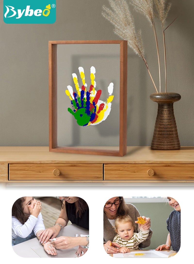 Bybeo Family Handprint Kit, DIY Handmade Keepsake Frame, Baby Hand & Footprint Frame, Memorial Baby Photo Frame, Cherished Wooden Keepsake, Transparent 4 Sheets - Image 1