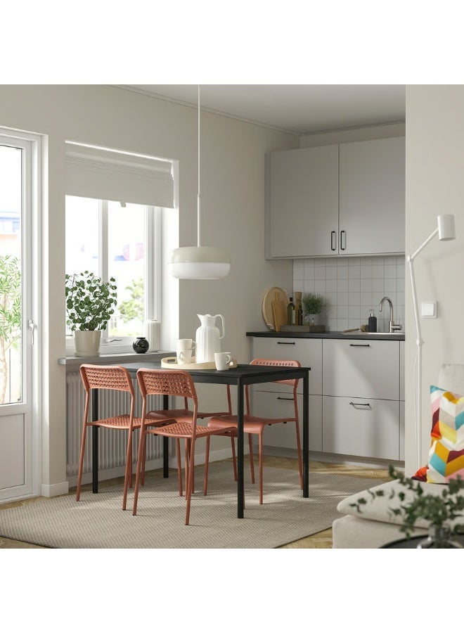 حدد المحور طقم كراسي طعام من 4 قطع، قابلة للتكديس، خفيفة الوزن، سعة 110 كجم، مصنوعة من الفولاذ/البلاستيك، لون أحمر-بني - Image 1