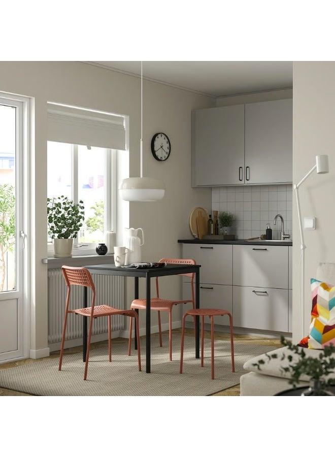 حدد المحور طقم كراسي طعام من 4 قطع، قابلة للتكديس، خفيفة الوزن، سعة 110 كجم، مصنوعة من الفولاذ/البلاستيك، لون أحمر-بني - Image 2