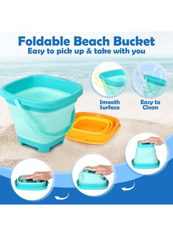 Dreamon Beach Toys for Kids 3-10, Collapsible Sand Toys Include 3 Pack Foldable Buckets with Mesh Bag, 24 PCS Beach Mold and Shovels Molds, Travel Sandbox Beach Toys for Toddler - Image 3