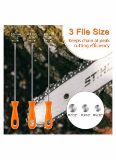 Y&D Chainsaw Chain File Professional Sharpener 3-in-1 Set Round Sharpening Files Steel with Plastic Handle for Chainsaw, 5/32 inch, 7/32 3/16 inch  - Image 2