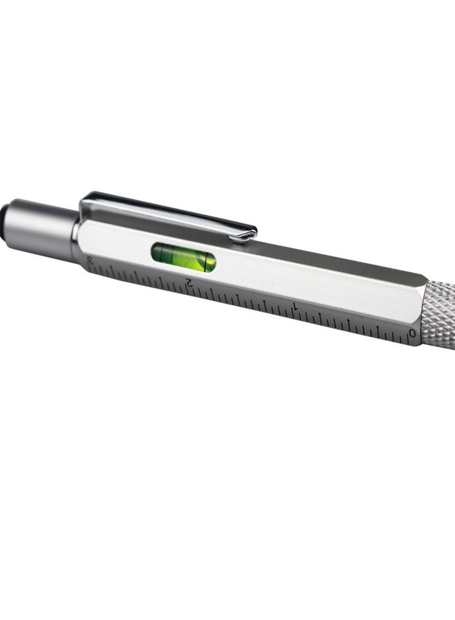 DUNBONG Metal Multi tool Pen 6-in-1 Stylus Pen - With Screwdriver, Ballpoint Pen Black ink, Stylus pen, Level and Ruler, 1-Count (Silver) - Image 5