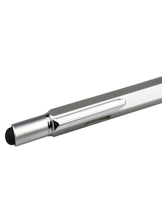 DUNBONG Metal Multi tool Pen 6-in-1 Stylus Pen - With Screwdriver, Ballpoint Pen Black ink, Stylus pen, Level and Ruler, 1-Count (Silver) - Image 4