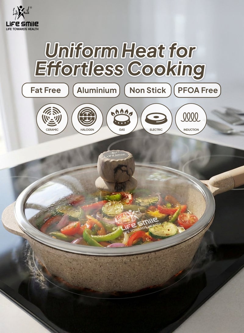Life Smile 28cm Deep Fry Pan (4.2L) Granite Non-Stick with Bakelite Handle and Induction Bottom – Suitable for All Cooktops - Image 5
