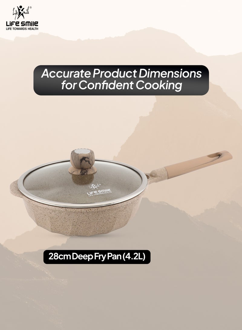 Life Smile 28cm Deep Fry Pan (4.2L) Granite Non-Stick with Bakelite Handle and Induction Bottom – Suitable for All Cooktops - Image 3