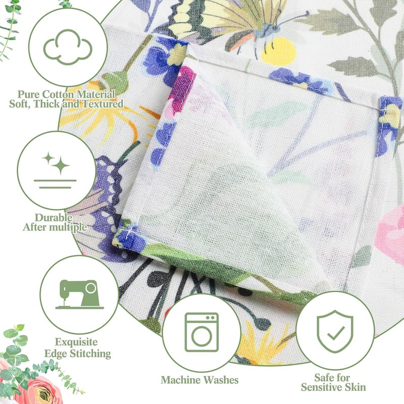 Maxcheck 24 Pcs Reusable Cotton Cloth Napkins 16 x 16 Inch Floral Flower Washable Cocktail Dinner Napkins for Family Dining Wedding Party Table DecorationFresh Flower - Image 3