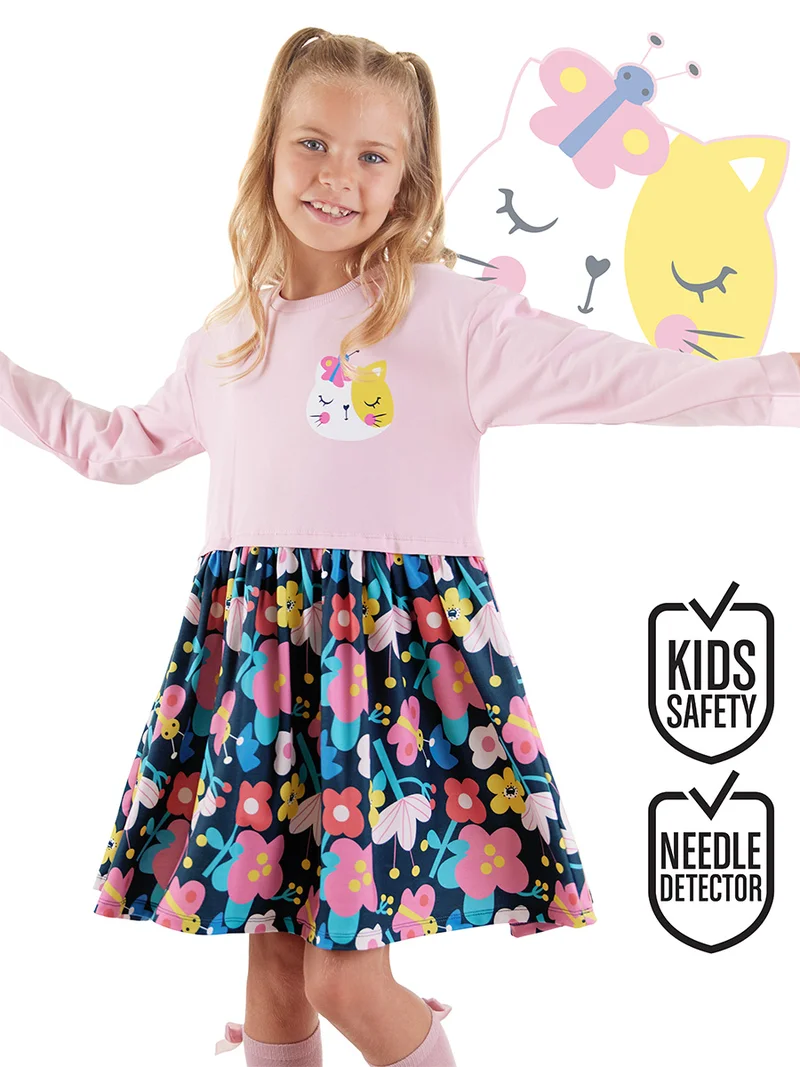 دينوكيدس فستان وردي فريد للبنات القطط