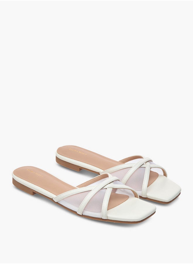 Flora Bella By Shoexpress Mesh Detail Slip-On Cross Strap Sandals  - Image 1