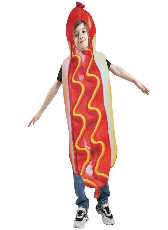 DSplay Unisex Kids Hot Dog Costume Funny Food Hotdog Costume Boys Girls Halloween Costumes (8-14 Years Old) Multicolored - Image 4