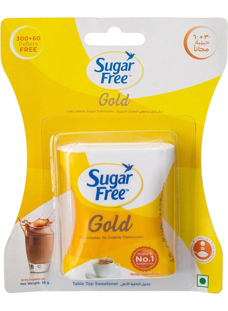 Sugar Free Gold 300+60 Pellets India’S No.1 Sweetner Sweet Like Sugar With Low Calories Scientifically Proven & Tested 36G - Image 1