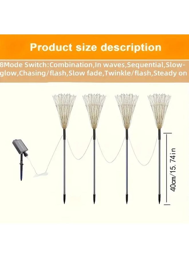 4 Pack Solar Garden Firework Lights 240 LED White Outdoor Decor For Patio Pathway - Image 3
