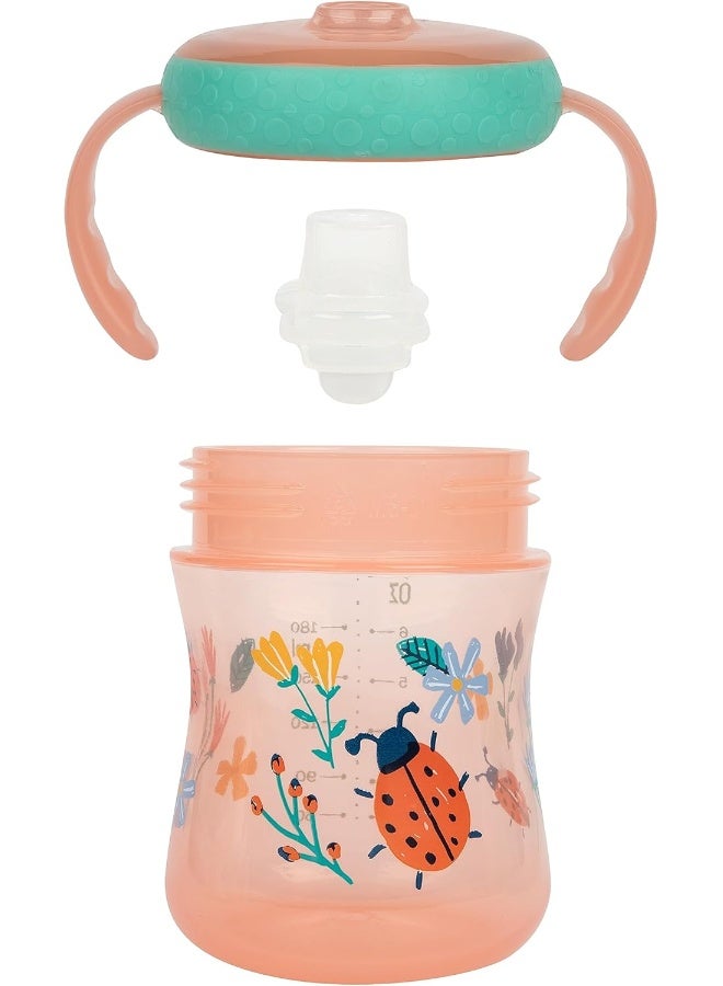 The First Years - Soft Spout Sippy Cup - Toddler Trainer Cup for 6+ Months -with Handles and Leak Proof Lid - 7 Oz - Floral Ladybug Print - 2 Count - Image 2