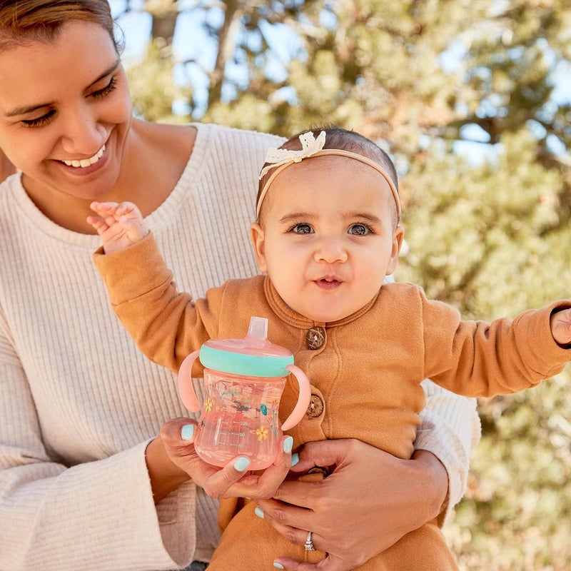 The First Years - Soft Spout Sippy Cup - Toddler Trainer Cup for 6+ Months -with Handles and Leak Proof Lid - 7 Oz - Floral Ladybug Print - 2 Count - Image 5