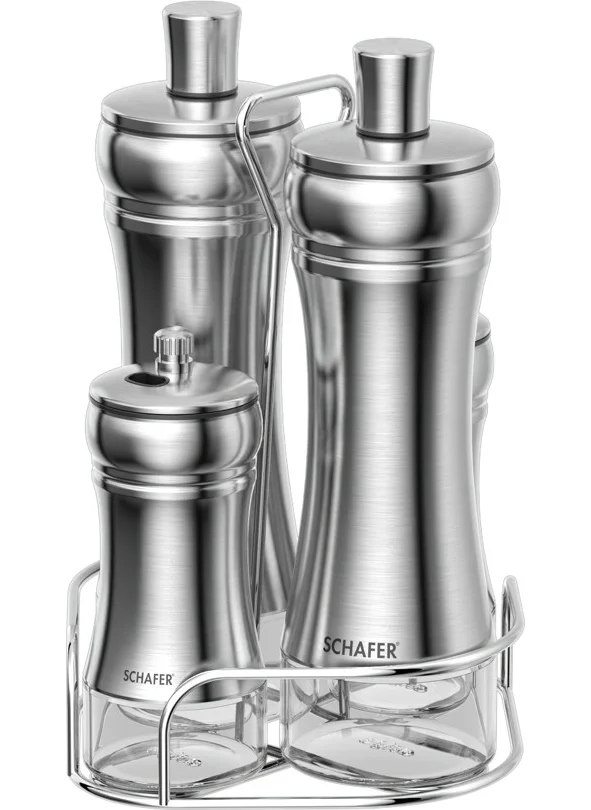 شيفر Retro Oil + Vinegar Bottle Set 5 Pieces-Inox